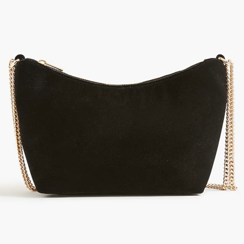 Black Mini Velvet Handbag with Gold Chain (JCrew Factory)